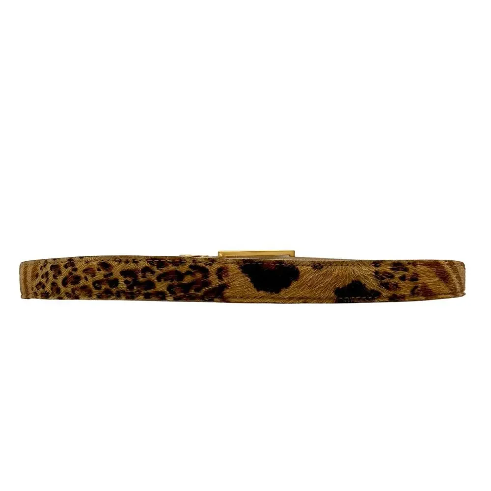 Vintage Streets Ahead Calf Hair Leopard Belt Brown Gold Buckle Women's Medium
